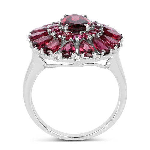 Bids.com 6.19 Carat Genuine Rhodolite and White Topaz .925 Sterling Silver Ring Rings White Smoke size 9.00,size 5.00,size 6.00,size 7.00,size 8.00,size 10.00