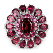 Bids.com 6.19 Carat Genuine Rhodolite and White Topaz .925 Sterling Silver Ring Rings White Smoke size 9.00,size 5.00,size 6.00,size 7.00,size 8.00,size 10.00