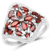 Bids.com 2.24 Carat Genuine Garnet .925 Sterling Silver Ring Rings White Smoke size 6.00,size 7.00,size 8.00,size 9.00