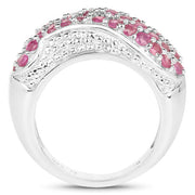 Bids.com 1.81 Carat Genuine Ruby and White Zircon .925 Sterling Silver Ring Rings White Smoke size 6.00,size 8.00,size 7.00,size 9.00