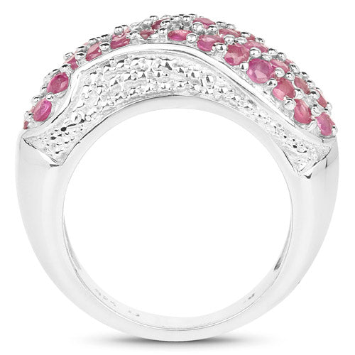 Bids.com 1.81 Carat Genuine Ruby and White Zircon .925 Sterling Silver Ring Rings White Smoke size 6.00,size 8.00,size 7.00,size 9.00