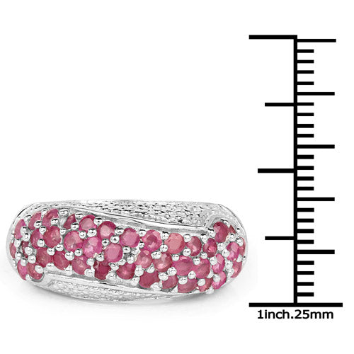 Bids.com 1.81 Carat Genuine Ruby and White Zircon .925 Sterling Silver Ring Rings White Smoke size 6.00,size 8.00,size 7.00,size 9.00