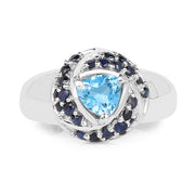 Bids.com 1.61 Carat Genuine Swiss Blue Topaz & Blue Sapphire .925 Sterling Silver Ring Rings White Smoke size 7.00,size 6.00,size 8.00,size 9.00,size 5.00,size 10.00