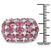 Bids.com 8.54 Carat Glass Filled Ruby and White Topaz .925 Sterling Silver Ring Rings White Smoke size 6.00,size 7.00,size 8.00,size 9.00