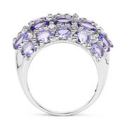 Bids.com 7.29 Carat Genuine Tanzanite and White Topaz .925 Sterling Silver Ring Rings White Smoke size 6.00,size 7.00,size 8.00,size 9.00,size 5.00