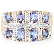 Bids.com 14K Yellow Gold Plated 1.68 Carat Genuine Tanzanite .925 Sterling Silver Ring Rings Light Gray size 6.00,size 8.00,size 7.00,size 9.00