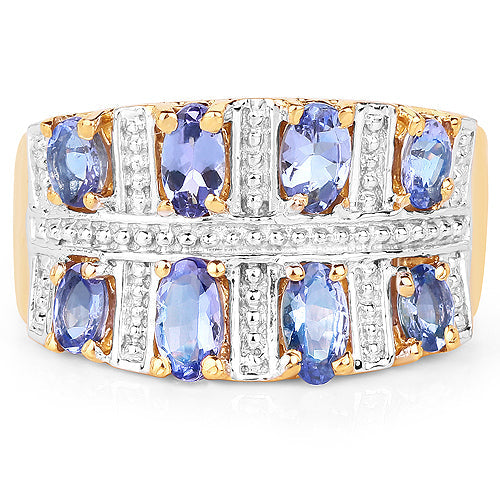 Bids.com 14K Yellow Gold Plated 1.68 Carat Genuine Tanzanite .925 Sterling Silver Ring Rings Light Gray size 6.00,size 8.00,size 7.00,size 9.00