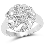 Bids.com 14K Yellow Gold Plated 0.28 Carat Genuine White Diamond .925 Sterling Silver Ring Rings White Smoke size 6.00,size 7.00,size 8.00