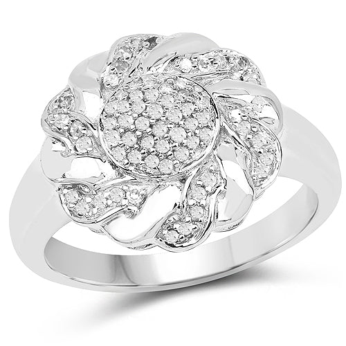 Bids.com 14K Yellow Gold Plated 0.28 Carat Genuine White Diamond .925 Sterling Silver Ring Rings White Smoke size 6.00,size 7.00,size 8.00