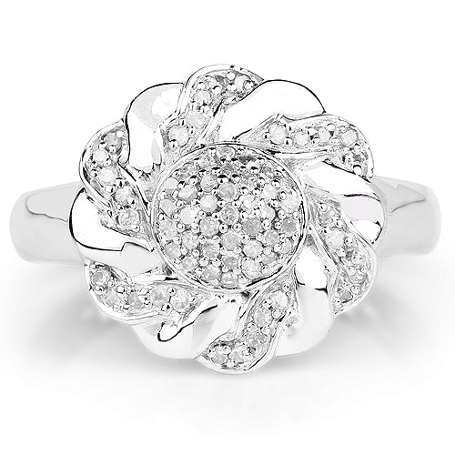 Bids.com 14K Yellow Gold Plated 0.28 Carat Genuine White Diamond .925 Sterling Silver Ring Rings White Smoke size 6.00,size 7.00,size 8.00