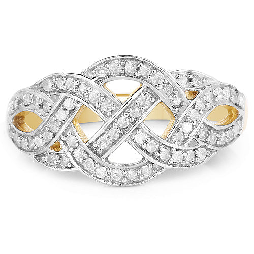 Bids.com 14K Yellow Gold Plated 0.26 Carat Genuine White Diamond .925 Sterling Silver Ring Rings White Smoke size 6.00,size 8.00,size 7.00,size 9.00