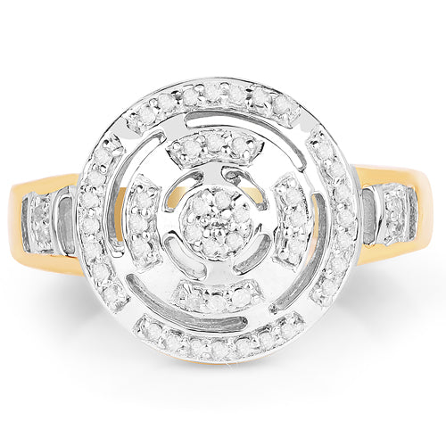 Bids.com 14K Yellow Gold Plated 0.21 Carat Genuine White Diamond .925 Sterling Silver Ring Rings White Smoke size 8.00,size 6.00,size 7.00,size 9.00,size 5.00