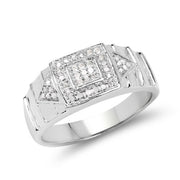 Bids.com 14K White Gold Plated 0.21 Carat Genuine White Diamond .925 Sterling Silver Ring Rings White Smoke size 6.00,size 7.00,size 8.00,size 9.00