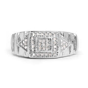 Bids.com 14K White Gold Plated 0.21 Carat Genuine White Diamond .925 Sterling Silver Ring Rings Gray size 6.00,size 7.00,size 8.00,size 9.00