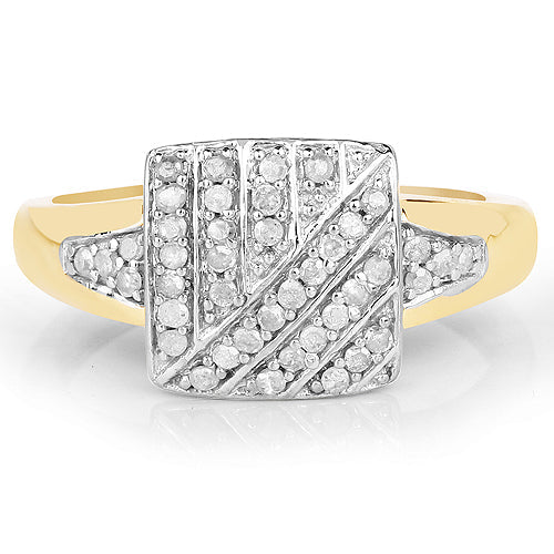 Bids.com 14K Yellow Gold Plated 0.23 Carat Genuine White Diamond .925 Sterling Silver Ring Rings Gray size 6.00,size 8.00,size 7.00,size 9.00