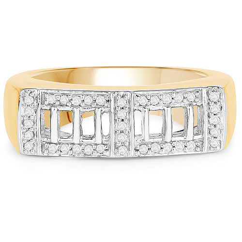 Bids.com 14K Yellow Gold Plated 0.19 Carat Genuine White Diamond .925 Sterling Silver Ring Rings Gray size 9.00,size 11.00,size 6.00,size 7.00,size 8.00,size 10.00