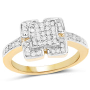 Bids.com 14K Yellow Gold Plated 0.24 Carat Genuine White Diamond .925 Sterling Silver Ring Rings White Smoke size 6.00,size 7.00,size 8.00,size 9.00