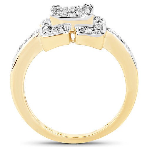 Bids.com 14K Yellow Gold Plated 0.24 Carat Genuine White Diamond .925 Sterling Silver Ring Rings White Smoke size 6.00,size 7.00,size 8.00,size 9.00
