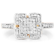 Bids.com 14K Yellow Gold Plated 0.24 Carat Genuine White Diamond .925 Sterling Silver Ring Rings White Smoke size 6.00,size 7.00,size 8.00,size 9.00