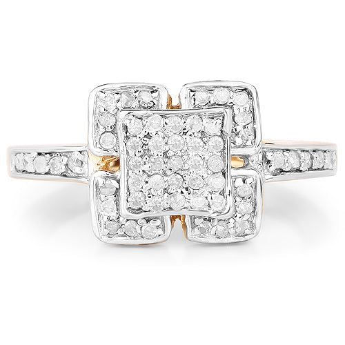 Bids.com 14K Yellow Gold Plated 0.24 Carat Genuine White Diamond .925 Sterling Silver Ring Rings White Smoke size 6.00,size 7.00,size 8.00,size 9.00