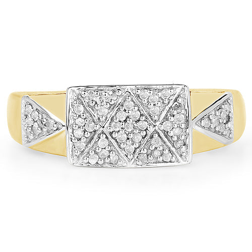 Bids.com 14K Yellow Gold Plated 0.21 Carat Genuine White Diamond .925 Sterling Silver Ring Rings Gray size 10.00,size 11.00,size 6.00,size 7.00,size 8.00,size 9.00