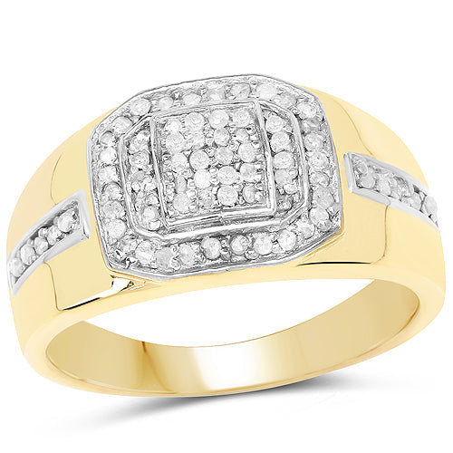 Bids.com 14K Yellow Gold Plated 0.29 Carat Genuine White Diamond .925 Sterling Silver Ring Rings White Smoke size 11.00,size 6.00,size 8.00,size 9.00,size 10.00,size 7.00