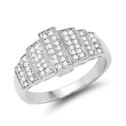 Bids.com 14K White Gold Plated 0.26 Carat Genuine White Diamond .925 Sterling Silver Ring Rings White Smoke size 6.00,size 7.00,size 8.00