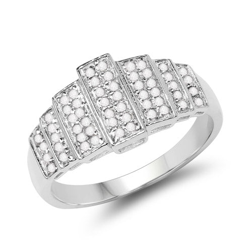 Bids.com 14K White Gold Plated 0.26 Carat Genuine White Diamond .925 Sterling Silver Ring Rings White Smoke size 6.00,size 7.00,size 8.00