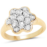 Bids.com 14K Yellow Gold Plated 0.07 Carat Genuine White Diamond .925 Sterling Silver Ring Rings White Smoke size 8.00,size 9.00,size 6.00,size 7.00