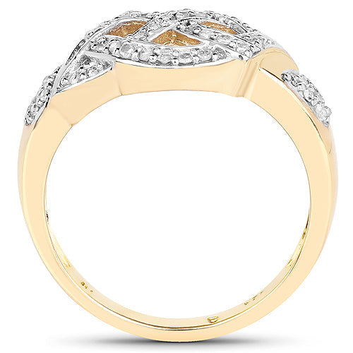 Bids.com 14K Yellow Gold Plated 0.21 Carat Genuine White Diamond .925 Sterling Silver Ring Rings White Smoke size 6.00,size 7.00,size 8.00,size 9.00