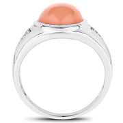 Bids.com 6.59 Carat Genuine Peach Moonstone and White Topaz .925 Sterling Silver Ring Rings White Smoke size 7.00,size 8.00,size 9.00,size 6.00