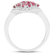 Bids.com 2.12 Carat Genuine Glass Filled Ruby & White Zircon .925 Sterling Silver Ring Rings White Smoke size 6.00,size 7.00,size 9.00,size 8.00,size 5.00,size 10.00