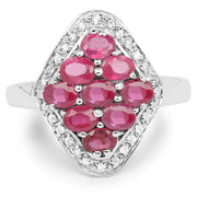 Bids.com 2.12 Carat Genuine Glass Filled Ruby & White Zircon .925 Sterling Silver Ring Rings White Smoke size 6.00,size 7.00,size 9.00,size 8.00,size 5.00,size 10.00