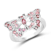Bids.com 0.83 Carat Genuine Pink Tourmaline .925 Sterling Silver Ring Rings White Smoke size 7.00,size 8.50,size 6.00,size 8.00,size 9.00,size 5.00