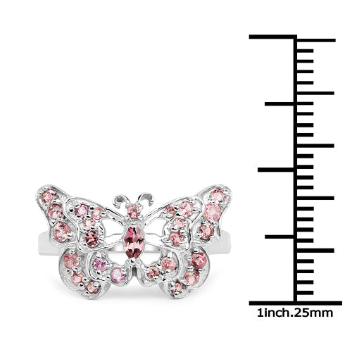 Bids.com 0.83 Carat Genuine Pink Tourmaline .925 Sterling Silver Ring Rings White Smoke size 7.00,size 8.50,size 6.00,size 8.00,size 9.00,size 5.00