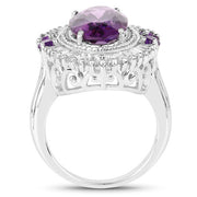 Bids.com 7.96 Carat Genuine Amethyst and White Topaz .925 Sterling Silver Ring Rings White Smoke size 7.00,size 5.00,size 11.00,size 6.00,size 8.00,size 9.00