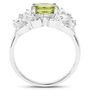Bids.com 2.70 Carat Genuine Peridot and White Zircon .925 Sterling Silver Ring Rings White Smoke size 7.00,size 8.00,size 9.00,size 5.00,size 6.00,size 10.00