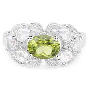 Bids.com 2.70 Carat Genuine Peridot and White Zircon .925 Sterling Silver Ring Rings Light Gray size 7.00,size 8.00,size 9.00,size 5.00,size 6.00,size 10.00