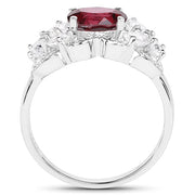 Bids.com 3.16 Carat Genuine Rhodolite and White Zircon .925 Sterling Silver Ring Rings White Smoke size 6.00,size 8.00,size 9.00,size 10.00,size 5.00,size 7.00