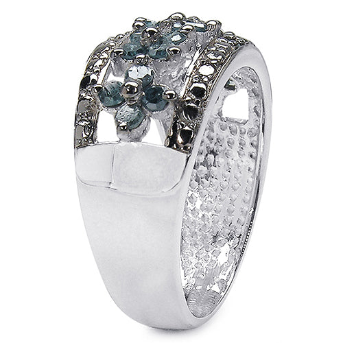 Bids.com 0.62 Carat Genuine Blue Diamond .925 Sterling Silver Ring Rings White Smoke size 7.00,size 6.00,size 8.00,size 9.00