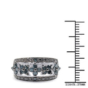 Bids.com 0.62 Carat Genuine Blue Diamond .925 Sterling Silver Ring Rings White Smoke size 7.00,size 6.00,size 8.00,size 9.00
