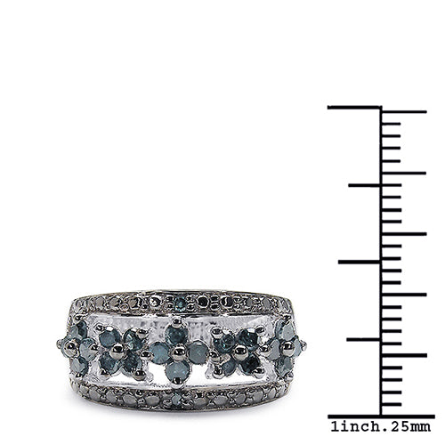 Bids.com 0.62 Carat Genuine Blue Diamond .925 Sterling Silver Ring Rings White Smoke size 7.00,size 6.00,size 8.00,size 9.00