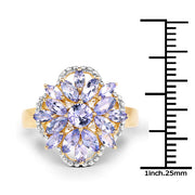 Bids.com 14K Yellow Gold Plated 2.01 Carat Genuine Tanzanite & White Topaz .925 Sterling Silver Ring Rings White Smoke size 6.00,size 8.00,size 7.00,size 9.00,size 5.00