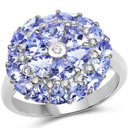 Bids.com 2.96 Carat Genuine Tanzanite and White Diamond .925 Sterling Silver Ring Rings White Smoke size 6.00,size 7.00,size 8.00,size 9.00