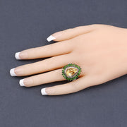Bids.com 7.02 Carat Genuine Citrine and Chrome Diopside .925 Sterling Silver Ring Rings Dim Gray size 6.00,size 8.00,size 7.00,size 9.00,size 5.00