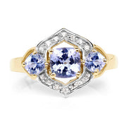 Bids.com 14K Yellow Gold Plated 1.58 Carat Genuine Tanzanite and White Topaz .925 Sterling Silver Ring Rings White Smoke size 7.00,size 8.00,size 6.00,size 9.00