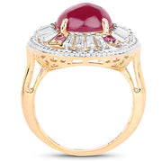Bids.com 14K Yellow Gold Plated 8.91 Carat Genuine Glass Filled Ruby, Rhodolite & White Topaz .925 Sterling Silver Ring Rings White Smoke size 7.00,size 8.00,size 6.00,size 9.00,size 5.00,size 10.00