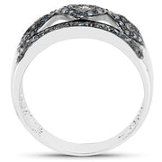 Bids.com 0.32 Carat Genuine Blue Diamond .925 Sterling Silver Ring Rings White Smoke size 6.00,size 7.00,size 8.00,size 9.00