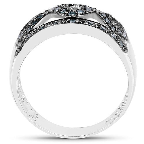 Bids.com 0.32 Carat Genuine Blue Diamond .925 Sterling Silver Ring Rings White Smoke size 6.00,size 7.00,size 8.00,size 9.00