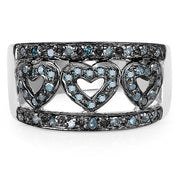 Bids.com 0.32 Carat Genuine Blue Diamond .925 Sterling Silver Ring Rings White Smoke size 6.00,size 7.00,size 8.00,size 9.00